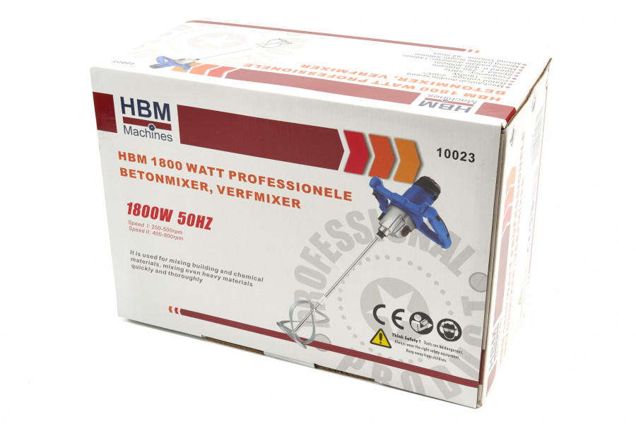 HBM 10023 1800 Watt professionele Betonmixer en Verfmixer M1800-B