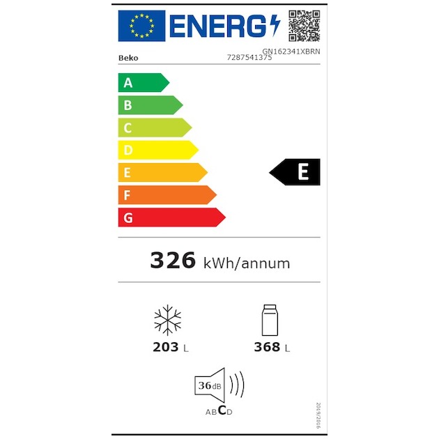 BEKO  No-frost Side by Side KoelKast  GN162341XBRN