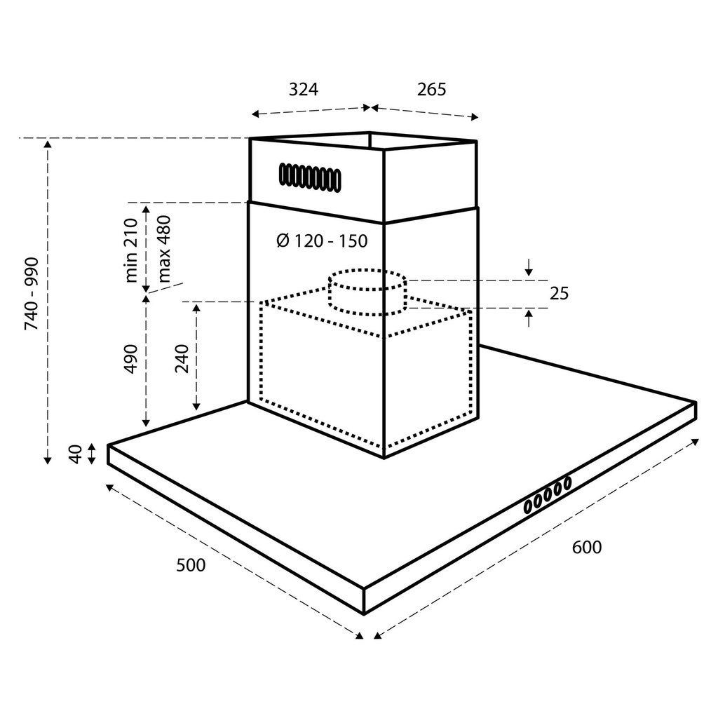 INVENTUM Wandschouw afzuigkap 60 cm AKB6005RVS