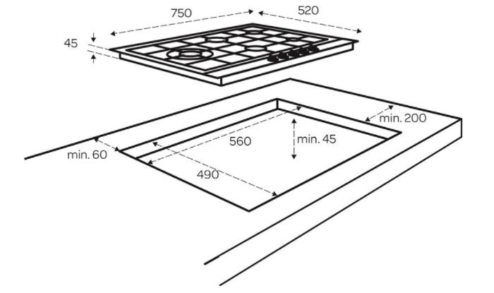 INVENTUM Gaskookplaat IKG7523WGGL