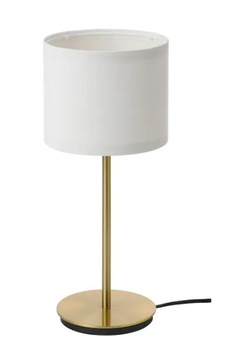 [IKEA 493.856.85] Ringsta/Skaftet Tafellamp 41cm wit/messing 493.856.85